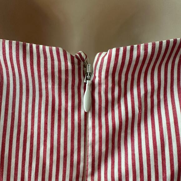 J.Crew Red and White Stripe Poplin Dress Ruffle Skirt, Size 6 - Picture 10 of 16